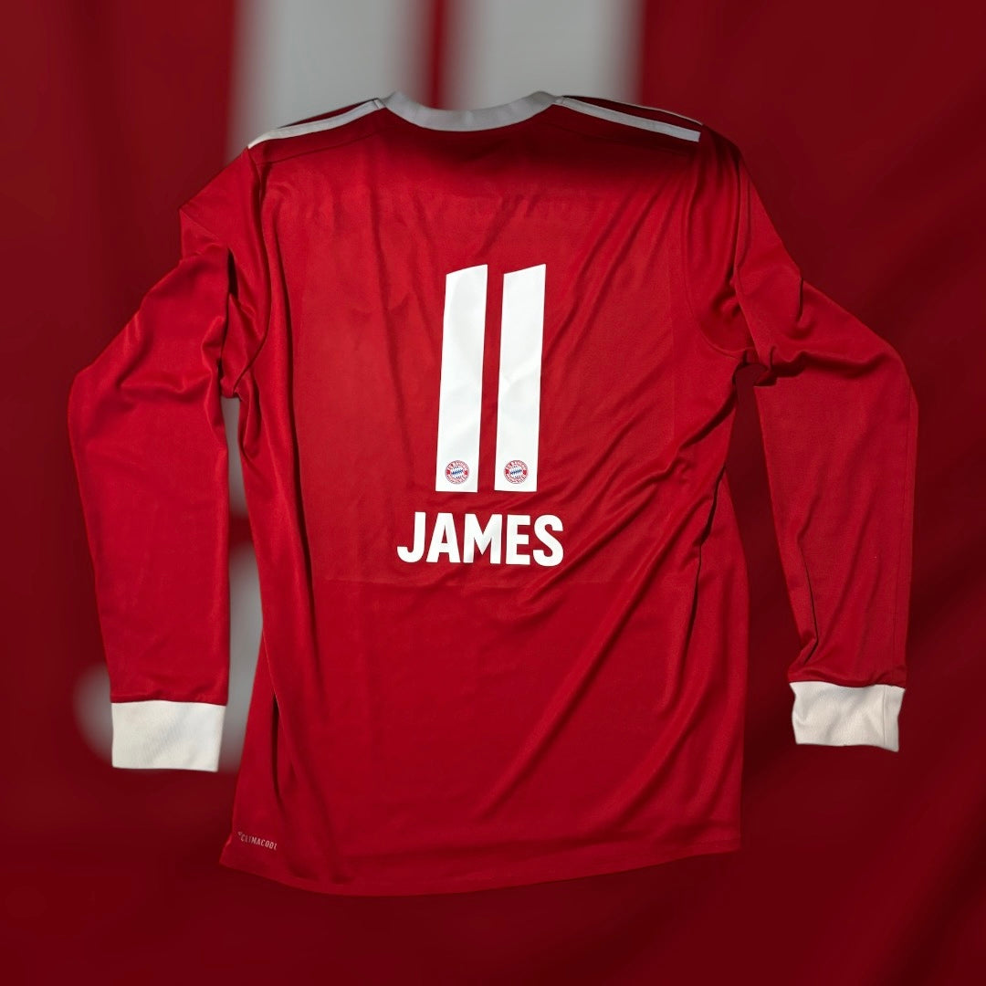 James Rodriguez #11 Long Sleeve Bayern Munich Home Kit (Medium)