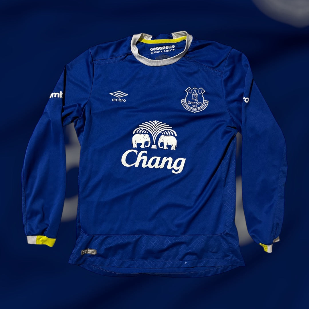 Ross Barkley #8 2016/2017 Long Sleeve Everton Home Kit (Medium)