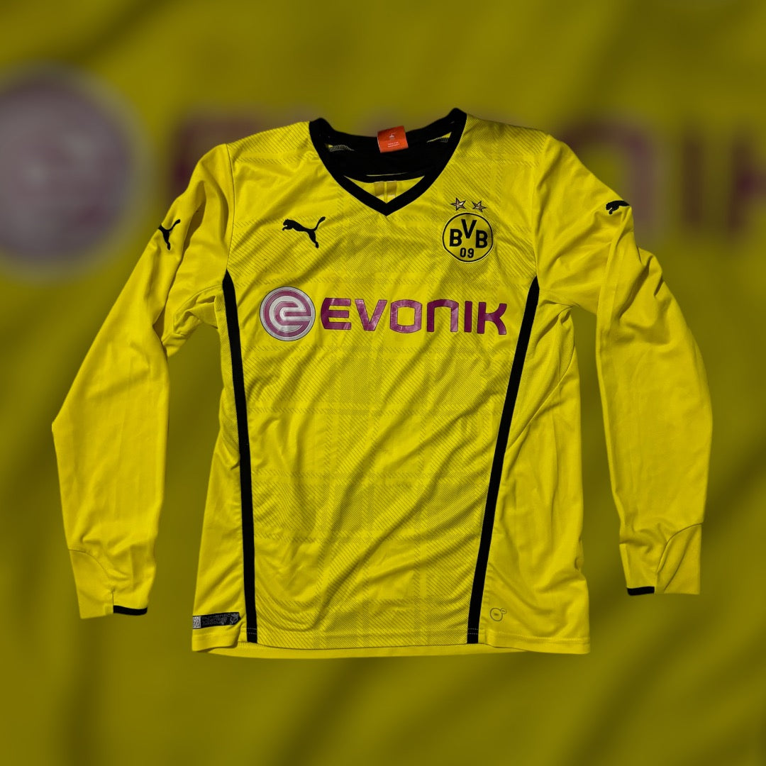 Robert Lewandowski #9 2013/2014 Long Sleeve Borussia Dortmund Home Kit (Medium)